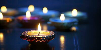 AI generated Happy Diwali. Diya oil lamps were lit during the celebration. AI Generated photo