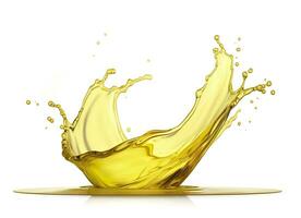 AI generated Olive or engine oil splash, cosmetic serum liquid isolated on white background. Generative AI photo