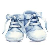 AI generated Watercolor newborn small shoes isolated white background. AI Generated photo