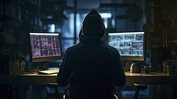 Hacker. A glimpse into the world of cyber conspiracies. AI Generated photo