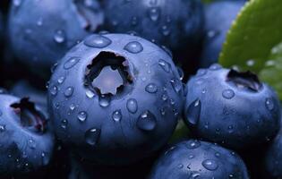 AI generated Wet Blueberry fruit. AI Generated photo