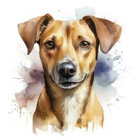 AI generated Watercolor dog clip art on white background. AI Generated photo