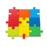 AI generated pieces of colorful puzzle on transparent background PNG image