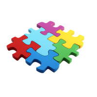 AI generated pieces of colorful puzzle on transparent background PNG image