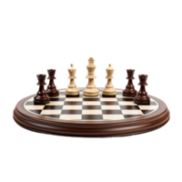 AI generated chess pieces on a chessboard on transparent background PNG image