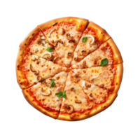 AI generated Pizza with mushrooms and cheese on transparent background PNG image