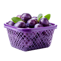 AI generated Plum fruit in a red basket on transparent background PNG image