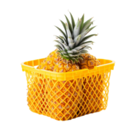 AI generated Pineapples in a basket on transparent background PNG image