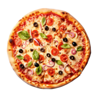 AI generated Pizza with mushrooms and cheese on transparent background PNG image