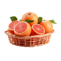AI generated citrus fruits in a basket on transparent background PNG image