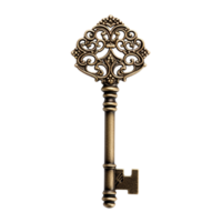 AI generated antique gold key on transparent background PNG image