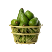 AI generated avocado in a basket on transparent background PNG image