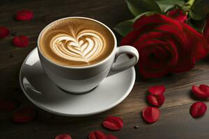 AI generated Valentine's Day Coffee. AI Generated photo