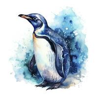 AI generated Watercolor Penguin for T-shirt design.  AI Generated photo