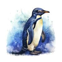 AI generated Watercolor Penguin for T-shirt design.  AI Generated photo