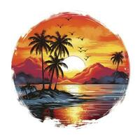 ai generado tropical puesta de sol para camiseta diseño. ai generado foto