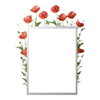 poppy flower with white frame decoration png
