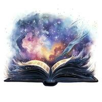 AI generated Galaxy celestial fantasy book watercolor for T-shirt Design. AI Generated photo