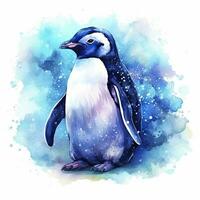 AI generated Watercolor Penguin for T-shirt design.  AI Generated photo