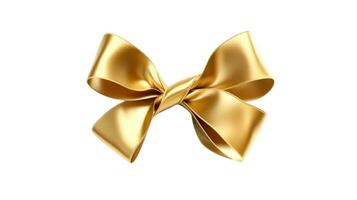 AI generated Opulent 3D Golden Bow Rendered Illustration Isolated on White Background photo