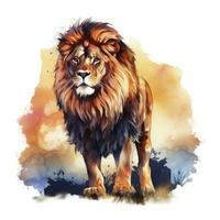 AI generated Watercolor Lion on a white background. For T-shirt Design. AI Generated photo