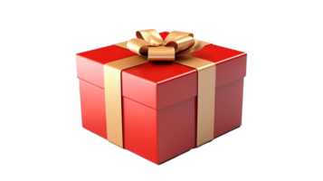 AI generated Gift Box with Red Ribbon Isolated on Transparent Background, PNG File. Birthday, Present, Surprise Concept