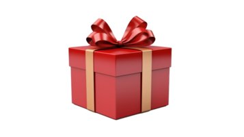 AI generated Gift Box with Red Ribbon Isolated on Transparent Background, PNG File. Birthday, Present, Surprise Concept