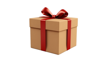 ai gegenereerd geschenk doos met rood lint geïsoleerd Aan transparant achtergrond, PNG het dossier. verjaardag, Cadeau, verrassing concept