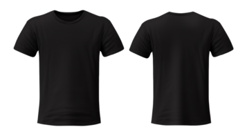 AI generated Plain Black T Shirt Mockup Design Front and Back on Transparent Background, PNG File