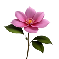 AI generated A pink flower with leaves on a transparent background PNG free file