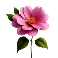 AI generated A pink flower with leaves on a transparent background PNG free file