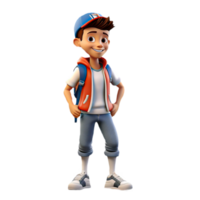 AI generated 3D cartoon character a cute student boy, Isolated transparent background png. generated with AI png