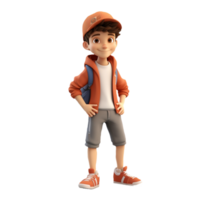 AI generated 3D cartoon character a cute student boy, Isolated transparent background png. generated with AI png