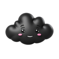 AI generated 3d black cloud computing concept on isolated transparent background png. generated with AI png