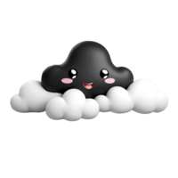 AI generated 3d black cloud computing concept on isolated transparent background png. generated with AI png