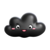 AI generated 3d black cloud computing concept on isolated transparent background png. generated with AI png