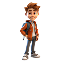 AI generated 3D cartoon character a cute student boy, Isolated transparent background png. generated with AI png