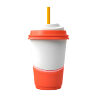 ai generado 3d representación de un el plastico jugo vaso en transparente antecedentes - ai generado png