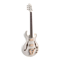 ai generado 3d representación de un vistoso guitarra en transparente antecedentes - ai generado png