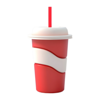 ai generado 3d representación de un el plastico jugo vaso en transparente antecedentes - ai generado png