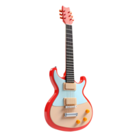 ai generado 3d representación de un vistoso guitarra en transparente antecedentes - ai generado png