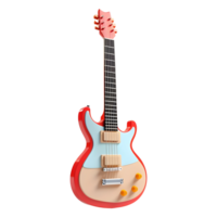 ai generiert 3d Rendern von ein bunt Gitarre auf transparent Hintergrund - - ai generiert png