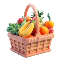 AI generated 3D Rendering of a Fruit Basket on Transparent Background - Ai Generated png