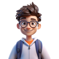 AI generated 3D Rendering of a Boy Wearing Bag on Transparent Background - Ai Generated png