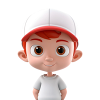 AI generated 3D Rendering of a Cartoon Boy Wearing Cap on Transparent Background - Ai Generated png