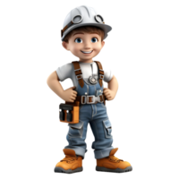 AI generated 3D Rendering of a Construction Worker on Transparent Background - Ai Generated png