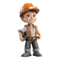 AI generated 3D Rendering of a Construction Worker on Transparent Background - Ai Generated png