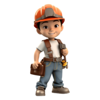 AI generated 3D Rendering of a Construction Worker on Transparent Background - Ai Generated png
