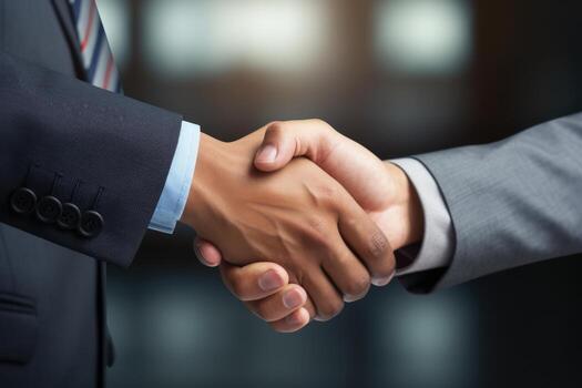 AI generated Photo of a successful handshake between two professionals in suits. Generative AI