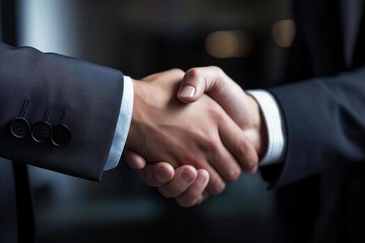 AI generated Photo of a successful handshake between two professionals in suits. Generative AI